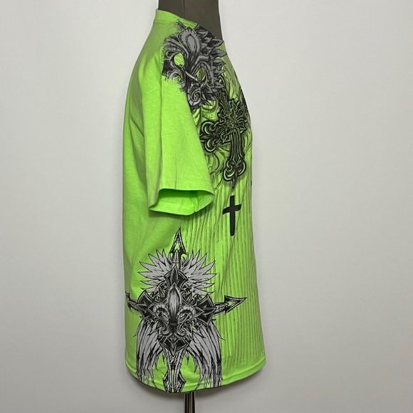 MMA Elite Green T-Shirt With Crosses And Fleur De Lis Design NWT - Picture 2 of 11